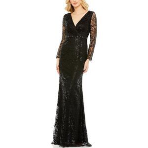 Mac Duggal Black Sequin Maxi Dress